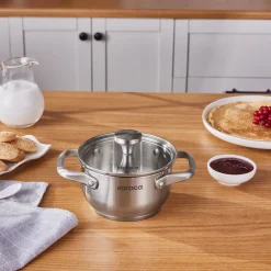 Online Elite Stainless Steel Induction Mini Stock Pot & Lid, 14cm, Silver Pots|Induction Cookware