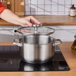 Elite Stainless Steel Induction Stock Pot & Lid, 22cm, Silver Pots|Induction Cookware