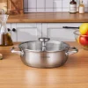 Elite Stainless Steel Induction Shallow Casserole & Lid, 22cm, Silver Pots|Induction Cookware