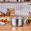 Clearance Elite Stainless Steel Induction Stock Pot & Lid, 26cm, Silver Pots|Induction Cookware