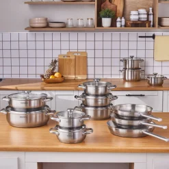 Clearance Elite Stainless Steel Induction Stock Pot & Lid, 26cm, Silver Pots|Induction Cookware