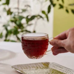 Outlet Emel 4-Piece Glass Tea Cup Set, 180ml, Transparent Tea Set|Turkish Tea Sets