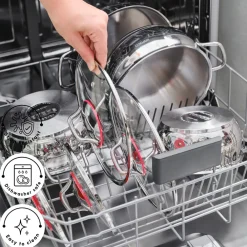 Online Emirgan 8-Piece Stainless Steel Induction Cookware Set, Silver Red Induction Cookware|Stainless Steel Cookware Sets