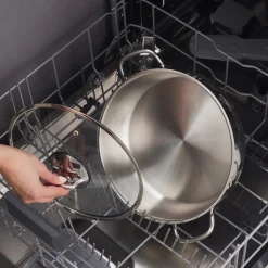 Emirgan Stainless Steel Shallow Casserole with Lid, 26cm, Silver Pots