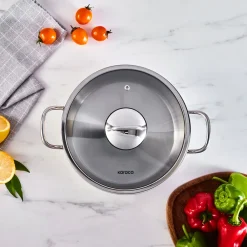 Hot Emirgan Stainless Steel Stockpot with Lid, 24cm, Silver Pots