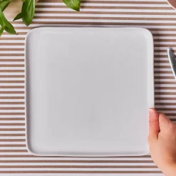 New Epsilon Porcelain Square Dinner Plate, 26cm, White Dinner Plates