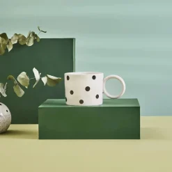 Outlet Erica Dot New Generation Bone Mug, 370ml, Black Mugs
