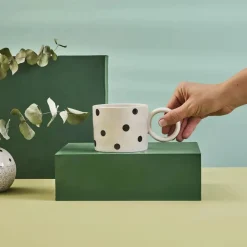 Outlet Erica Dot New Generation Bone Mug, 370ml, Black Mugs