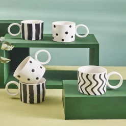 Outlet Erica Dot New Generation Bone Mug, 370ml, Black Mugs