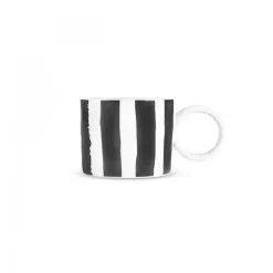 Clearance Erica Striped Porcelain Mug, 350ml, Black Mugs
