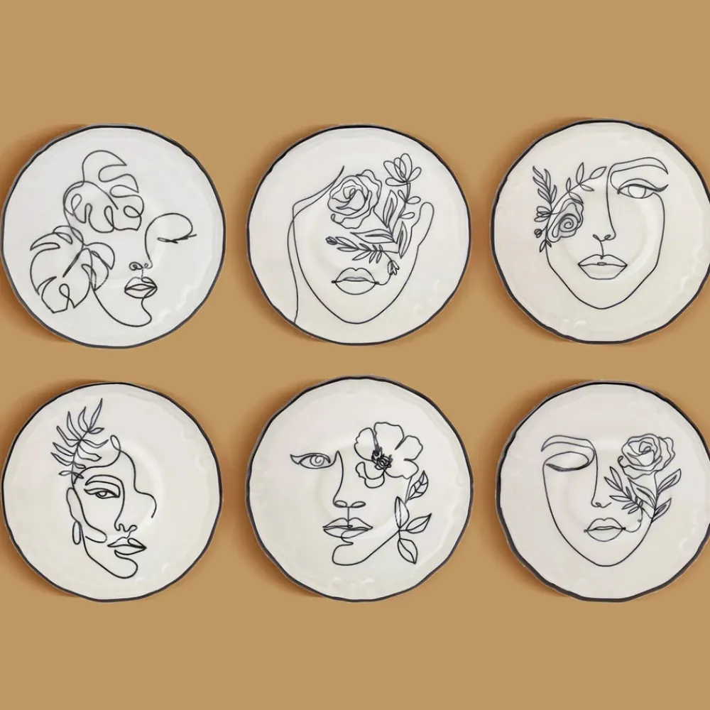 Sale Face Porcelain Serveware Set for 6 People, 21cm, Multi See All Serveware Sets