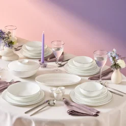 Best Fine Bone New Meridian 55-Piece Dinner Set for 12 People, Platin See All Dinner Sets|Bone China Dinner Sets