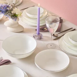 Best Fine Bone New Meridian 55-Piece Dinner Set for 12 People, Platin See All Dinner Sets|Bone China Dinner Sets