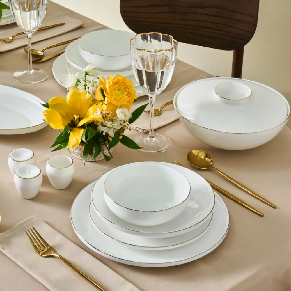 Outlet Fine Bone New Meridian 55-Piece Dinner Set for 12 People, See All Dinner Sets|Bone China Dinner Sets