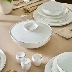 Outlet Fine Bone New Meridian 55-Piece Dinner Set for 12 People, See All Dinner Sets|Bone China Dinner Sets