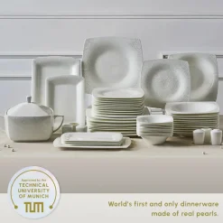 New Fine Pearl Helen 62-Piece Dinner Set for 12 People, White See All Dinner Sets|Fine Bone Dinner Sets