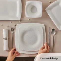New Fine Pearl Helen 62-Piece Dinner Set for 12 People, White See All Dinner Sets|Fine Bone Dinner Sets