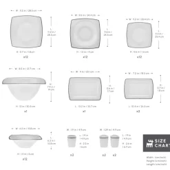 Outlet Fine Pearl Neklus 58-Piece Dinner Set for 12 People, See All Dinner Sets|Fine Bone Dinner Sets