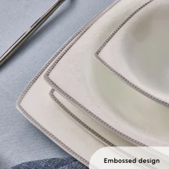 Outlet Fine Pearl Neklus 58-Piece Dinner Set for 12 People, See All Dinner Sets|Fine Bone Dinner Sets