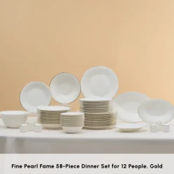Discount Fine Pearl New Fame 58-Piece Dinner Set for 12 People, See All Dinner Sets|Fine Pearl Dinner Sets