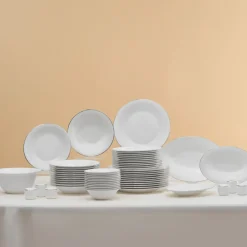 Outlet Fine Pearl New Fame 58-Piece Dinner Set for 12 People, Platin See All Dinner Sets|Fine Pearl Dinner Sets