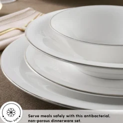 Outlet Fine Pearl New Fame 58-Piece Dinner Set for 12 People, Platin See All Dinner Sets|Fine Pearl Dinner Sets