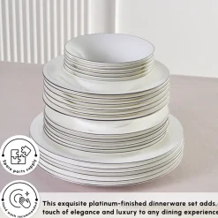 Outlet Fine Pearl New Fame 58-Piece Dinner Set for 12 People, Platin See All Dinner Sets|Fine Pearl Dinner Sets