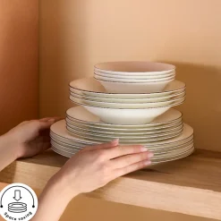 Outlet Fine Pearl New Fame 58-Piece Dinner Set for 12 People, Platin See All Dinner Sets|Fine Pearl Dinner Sets