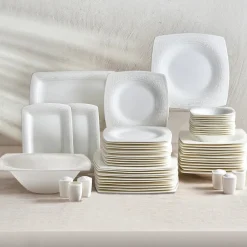Fine Pearl Roma 58-Piece Dinner Set for 12 People, White Fine Bone Dinner Sets|Fine Pearl Dinner Sets