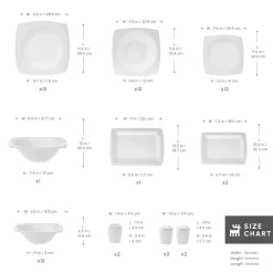 Fine Pearl Roma 58-Piece Dinner Set for 12 People, White Fine Bone Dinner Sets|Fine Pearl Dinner Sets