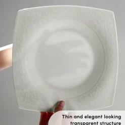 Fine Pearl Roma 58-Piece Dinner Set for 12 People, White Fine Bone Dinner Sets|Fine Pearl Dinner Sets