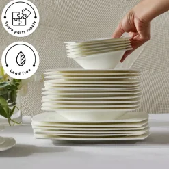 Fine Pearl Roma 58-Piece Dinner Set for 12 People, White Fine Bone Dinner Sets|Fine Pearl Dinner Sets