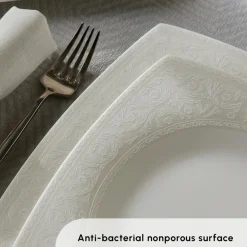 Fine Pearl Roma 58-Piece Dinner Set for 12 People, White Fine Bone Dinner Sets|Fine Pearl Dinner Sets