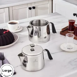 Sale Fiona Stainless Steel Teapot Set, XL, Silver Turkish Teapots