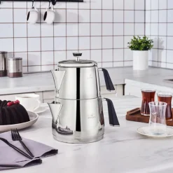 Sale Fiona Stainless Steel Teapot Set, XL, Silver Turkish Teapots