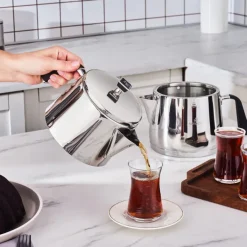 Sale Fiona Stainless Steel Teapot Set, XL, Silver Turkish Teapots