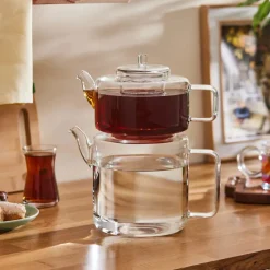 Flat Borosilicate Glass Teapot, Transparent Turkish Coffee Pots|Turkish Teapots