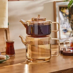 Discount Flat Borosilicate Glass Teapot, Amber Turkish Coffee Pots|Turkish Teapots