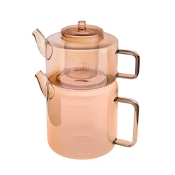 Discount Flat Borosilicate Glass Teapot, Amber Turkish Coffee Pots|Turkish Teapots