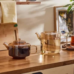 Discount Flat Borosilicate Glass Teapot, Amber Turkish Coffee Pots|Turkish Teapots