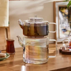 Outlet Flat Borosilicate Glass Teapot, Multi Turkish Coffee Pots|Turkish Teapots