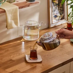 Outlet Flat Borosilicate Glass Teapot, Multi Turkish Coffee Pots|Turkish Teapots