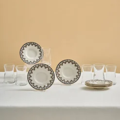 Clearance Florus 12-Piece Turkish Tea Set for 6 People, Multi Turkish Tea Sets