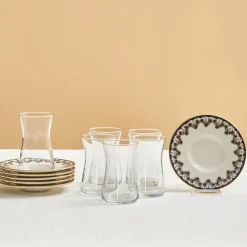 Clearance Florus 12-Piece Turkish Tea Set for 6 People, Multi Turkish Tea Sets