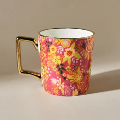 Clearance Flower Porcelain Letter U Mug, 350ml, Multi Mugs