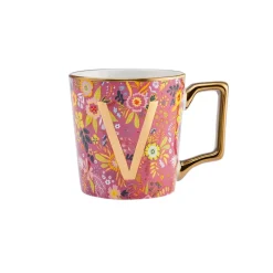 Outlet Flower Porcelain Letter V Mug, 350ml, Multi Mugs