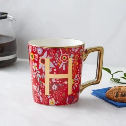 Discount Flower Porcelain Letter H Mug, 350ml, Multi Mugs