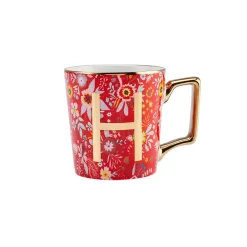 Discount Flower Porcelain Letter H Mug, 350ml, Multi Mugs