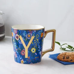 Sale Flower Porcelain Letter Y Mug, 350ml, Multi Mugs