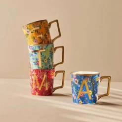 Sale Flower Porcelain Letter Y Mug, 350ml, Multi Mugs